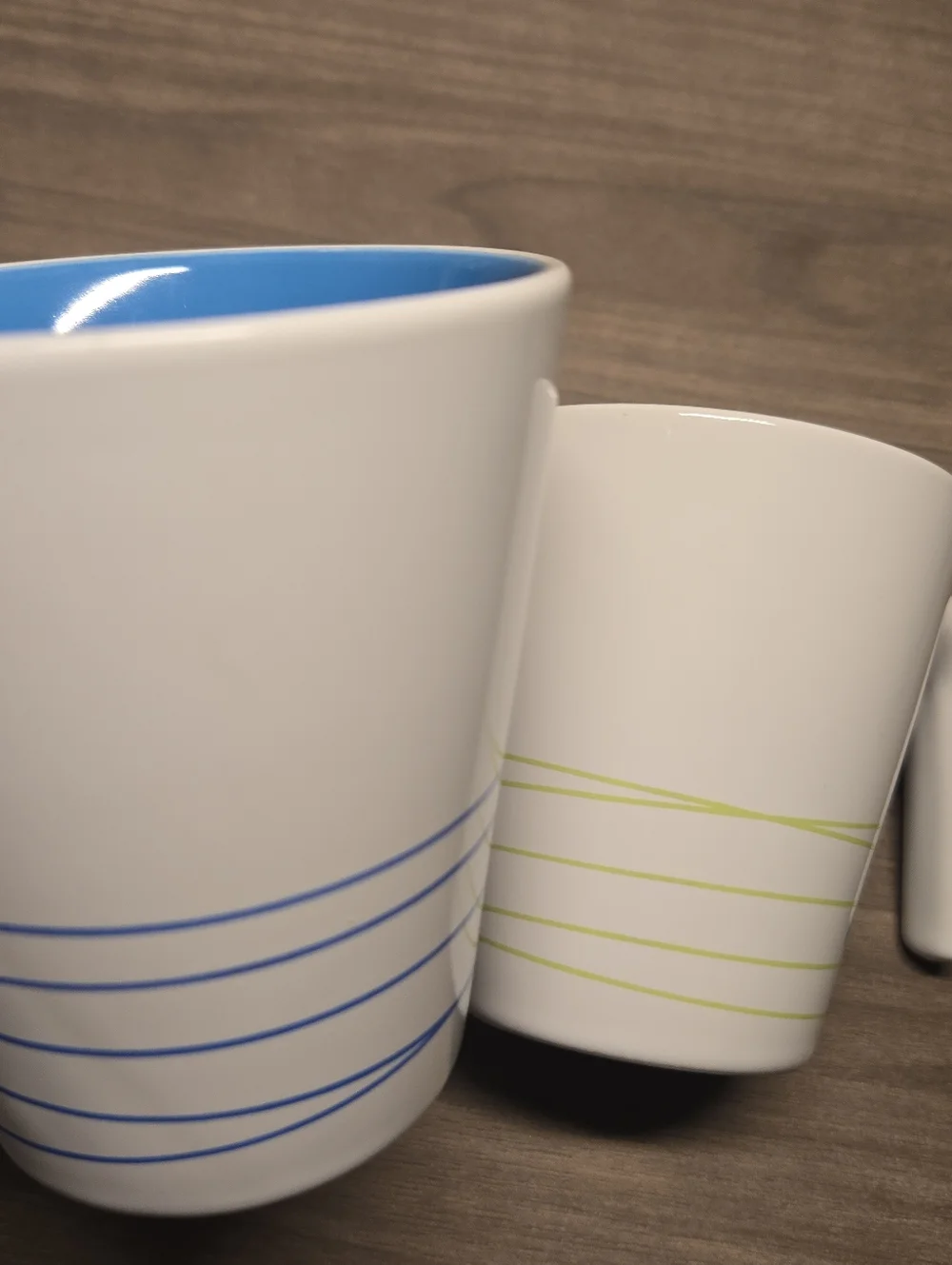 Set of 2 IKEA MUG White W Stripes L Hook Handle Coffee Tea Mugs Cups